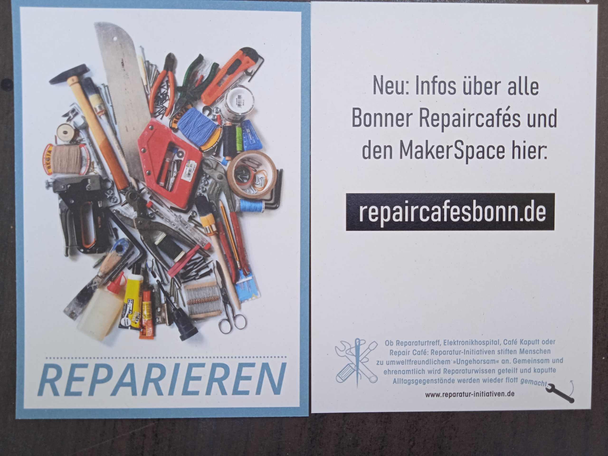 Unser Flyer mit repaircafesbonn.de für das Festival „Bonn – Rundum nachhaltig“